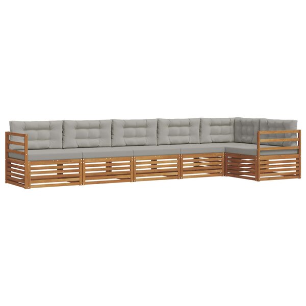 vidaXL Ensemble de canapés d'extérieur 6 Pièces Gris Naturel et Clair