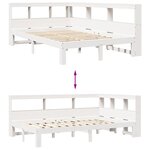 vidaXL Lit bibliothèque sans matelas blanc 120x190 cm bois pin massif
