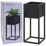 H&S Collection Pot de fleurs sur pied Métal Noir 50 cm