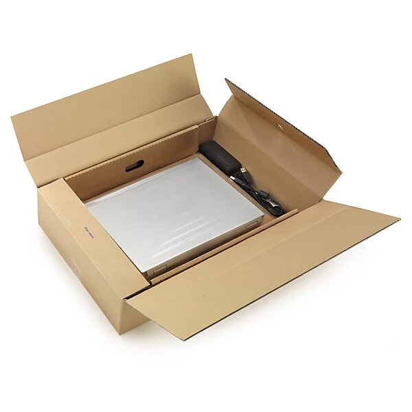 Caisse carton brune pour ordinateur portable avec calage film 55 5x 37x (lot de 10)