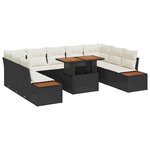 vidaXL Ensemble de canapé de jardin 10 Pièces Noir Poly rotin