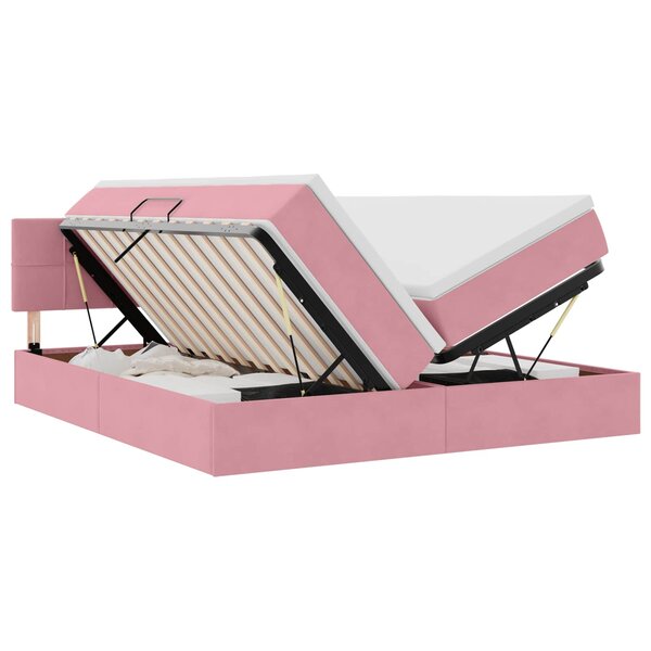 vidaXL Lit de rangement LED avec matelas Rose 180 x 200 cm Velours