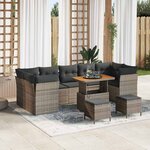 vidaXL Ensemble de canapé de jardin 10 Pièces Gris polyrotin