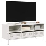 vidaXL Meuble TV blanc 101 5x39x43 5 cm acier laminé à froid