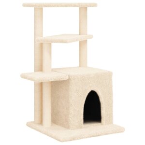 vidaXL Arbre à chat avec griffoirs en sisal crème 83 5 cm