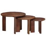vidaXL Tables basses gigognes 3 Pièces Marron foncé Bois de mangue massif