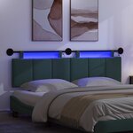 vidaXL Tête de lit suspendue Avec lumière LED Vert foncé Tissu
