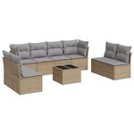 vidaXL Salon de jardin avec coussins 9 Pièces beige résine tressée