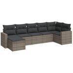 vidaXL Salon de jardin avec coussins 7 Pièces gris résine tressée