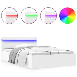 vidaXL Cadre de lit à rangement hydraulique sans matelas avec LED