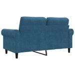 vidaXL Canapé à 2 places Bleu 120 cm Velours