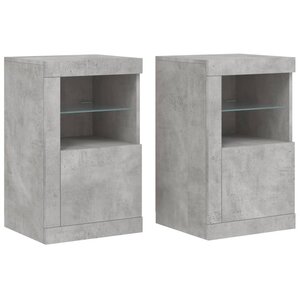 vidaXL Armoires latérales et lumières LED 2 Pièces gris béton
