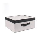 Boîte tissu papyrus gris avec couvercle