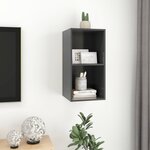 vidaXL Meuble TV mural Gris 37x37x72 cm Bois d’ingénierie