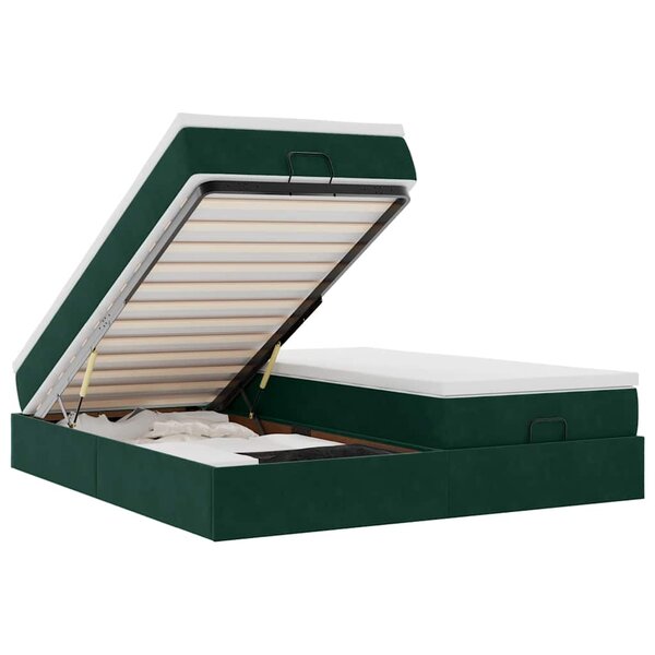 VidaXL Cadre de lit ottoman avec matelas vert foncé 180x200cm velours