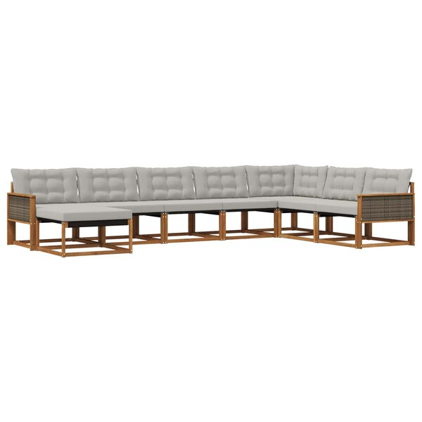 vidaXL Ensemble de canapés d'extérieur 8 pc Naturel et gris clair