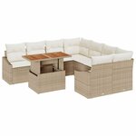 vidaXL Ensemble de canapé de jardin 9 Pièces Beige Poly rotin
