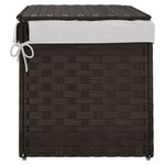 vidaXL Panier à linge avec couvercle marron foncé résine tressée