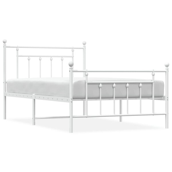 vidaXL Cadre de lit métal sans matelas et pied de lit blanc 107x203 cm