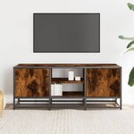 vidaXL Meuble TV chêne fumé 100x35x41 cm bois d'ingénierie et métal