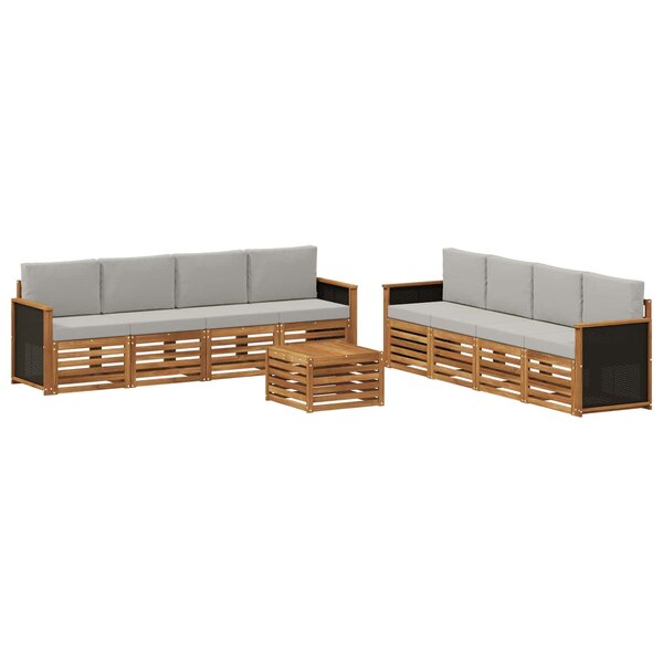 vidaXL Ensemble de canapés d'extérieur 9 pc Naturel et gris clair