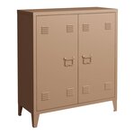 Casier de bureau armoire meuble de rangement pour bureau atelier chambre acier de bureau métallique à 2 portes 90 x 80 x 33 cm marron clair mat 03_0006340