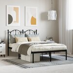 vidaXL Cadre de lit métal sans matelas avec tête de lit noir 120x200cm