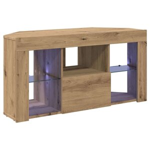 vidaXL Meuble TV LED d'Angle Chêne artisanal 100 x 40 x 50 cm