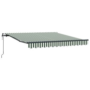 vidaXL Auvent Rétractable Vert et blanc 350 x 250 cm tissu