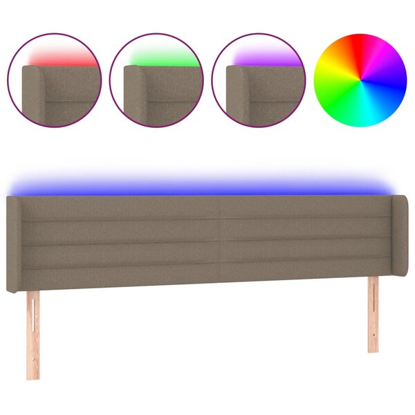 vidaXL Tête de lit à LED Taupe 183x16x78/88 cm Tissu