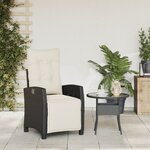 vidaXL Chaise inclinable de jardin et repose-pied noir résine tressée