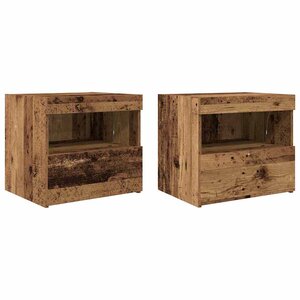 vidaXL Cabinet de chevet avec tiroir 2 Pièces Bois ancien 50 x 40 x 45 cm