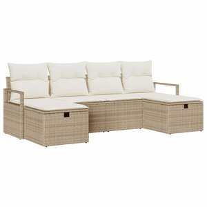 vidaXL Ensemble de Canapés avec coussin 6 Pièces Beige et crème polyrotin