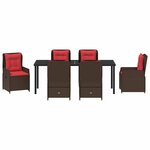 vidaXL Ensemble de salle à manger pour jardin 7 Pièces Marron Poly rotin