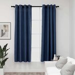 vidaXL Rideaux occultants Aspect lin avec œillets 2 Pièces Bleu 140x175cm