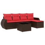 vidaXL Salon de jardin 6 Pièces avec coussins marron résine tressée