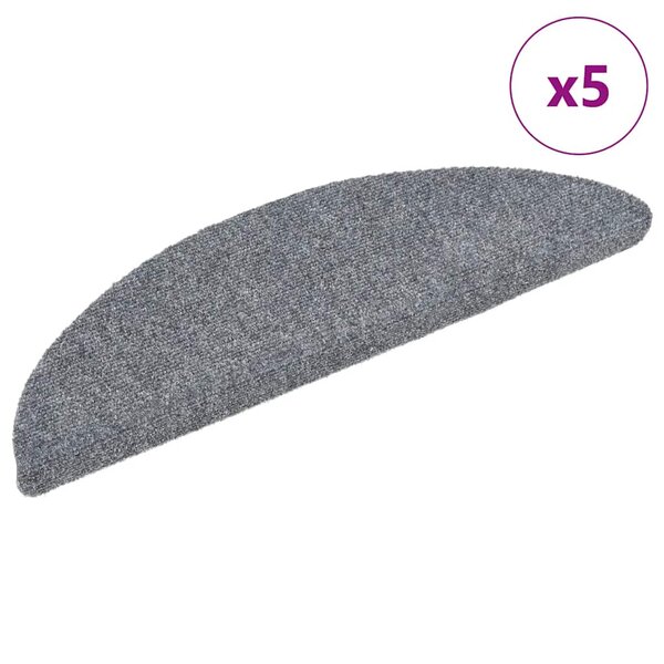 vidaXL Tapis d'escalier autocollants 5 pièces 56 x 17 x 3 cm Gris clair Demi-rond