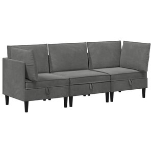vidaXL Ensemble de meubles pour le salon 3 pc Gris foncé Velours