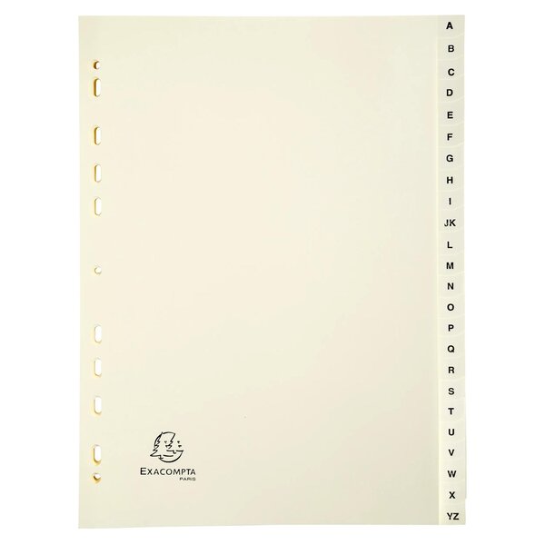Intercalaires Imprimés Carte Peau 155g 24 Positions De A À Z - A4 - Ivoire - Exacompta