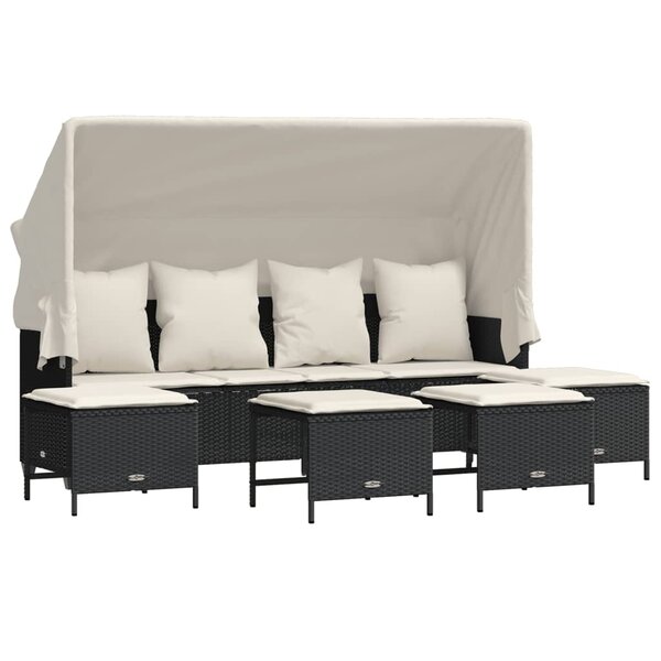 vidaXL Salon de jardin 5 Pièces avec coussins noir résine tressée