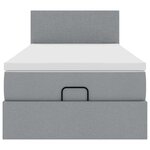 vidaXL Lit ottoman avec matelas et LED gris clair 90x200 cm tissu