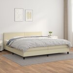 vidaXL Sommier à lattes de lit avec matelas Crème 200x200cm Similicuir