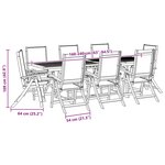 vidaXL Ensemble à manger de jardin 9Pièces bois d'acacia solide textilène