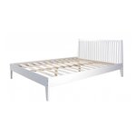 Lit double en bois massif 140x200cm blanc pin lit futon a lattes cadre de lit