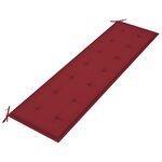 vidaXL Banc de jardin avec coussin bordeaux 175 cm Bois de teck massif