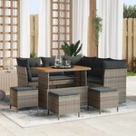vidaXL Ensemble de canapé de jardin 9 Pièces Gris polyrotin