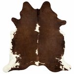 vidaXL Tapis en peau de vache véritable marron et blanc 180x220 cm
