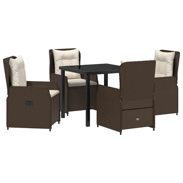 vidaXL Ensemble de salle à manger pour jardin 5 Pièces Marron polyrotin