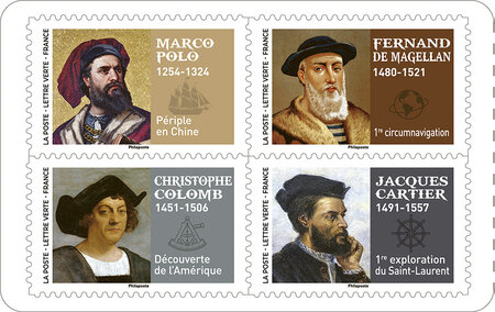 Carnet de 12 timbres - Les grands voyageurs - Lettre Verte - La Poste