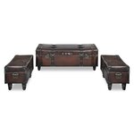 vidaXL Ensemble de bancs de rangement 3 Pièces Marron